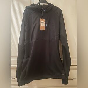 NWT ASICS Quarter Zip Hoody Sweater Training Running Mens Black Large